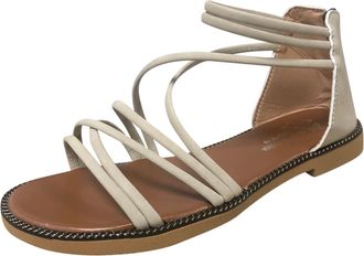 Generic Cocila Summer Sandals Women Spring And Fashion Flat Roman Comfortable Casual Beach Shoes Beige, 5 Orthopaedic Sparkly For Uk Shoezone Plantar Fasciiti