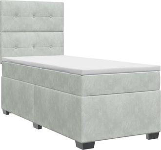 vidaXL Cama Box Spring Con Colch&oacute;n Gris Claro Individual Terciopelo Vidaxl