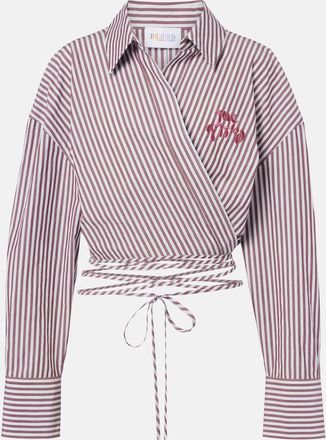 The Attico Striped cotton wrap top