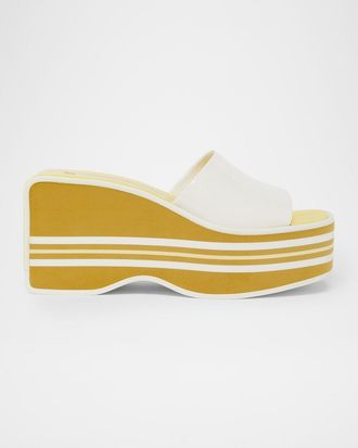 Chlo&eacute; 90mm Swimming Cool Patent Leather Platform Mules