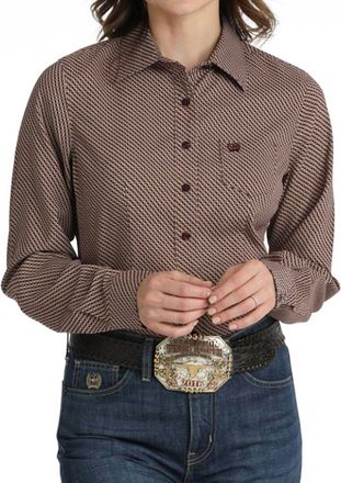 Cinch Woven Print Button Down Long Sleeve Shirt In Multi