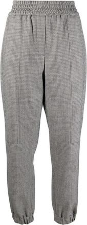 Brunello Cucinelli Gray Houndstooth Elastic Waist Trousers, Brand Size 48 (US Size 14)