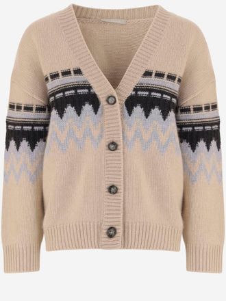 Allude Allude kasjmier vest met geometrisch patroon