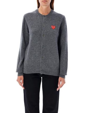 Comme Des Garçons Wool Cardigan With Red Heart