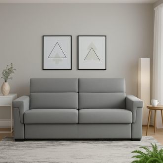 Dmora Sof&aacute; Fijo 3 Plazas Cantu, Desenfundable, Lavable, Made In Italy, Con Brazos, 225x95 Cm Gris