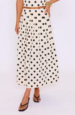VICI Collection Cami Polka Dot Pleated Maxi Skirt in Cream/Black at Nordstrom, Size X-Small