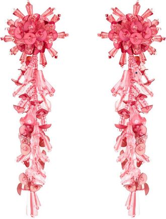 Oscar De La Renta Bouquet Cascade Clip-On Earrings in Rose at Nordstrom
