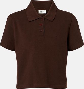 Saint Laurent Cassandre cotton piqu&eacute; polo shirt