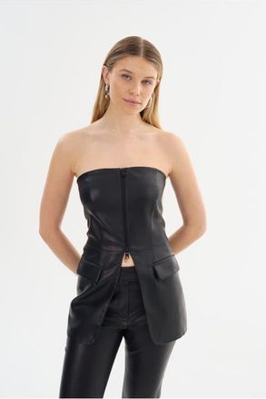 LaMarque Avani | Faux Leather Bustier Top in Black at Nordstrom, Size X-Small