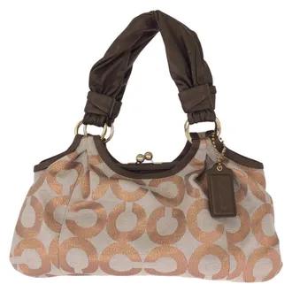 Coach Op Art Canvas Leather Tote Bag