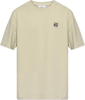Maison Kitsuné Tops, Heren, Beige, XL, Katoen, T-shirt met logo