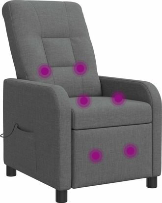 vidaXL Silla De Masajes Reclinable Gris Oscuro Tela Vidaxl