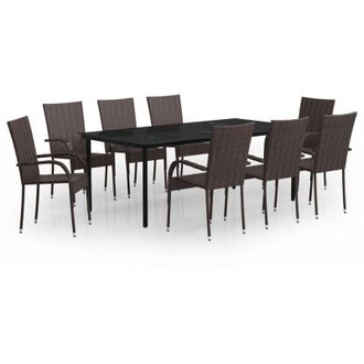 vidaXL Juego De Comedor Para Jard&iacute;n 9 Piezas Marr&oacute;n Y Negro Vidaxl