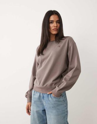 Calvin Klein Jeans sweatshirt in French Terry monogramma marrone chiaro