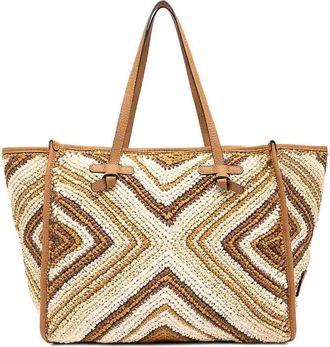 Gianni Chiarini Marcella Shopping Bag In Woven Leather Straw