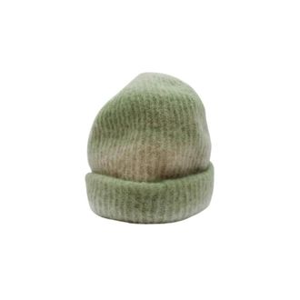 Altea Zachte Geribbelde Groene en Beige Alpaca Muts - unisex - Hoeden - Veelkleurig - ONE Size - Accessoires