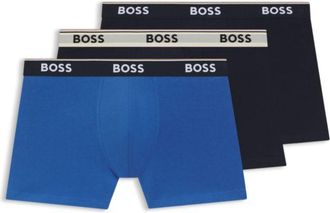 BOSS Three-pack of stretch-cotton boxer briefs with logo waistband