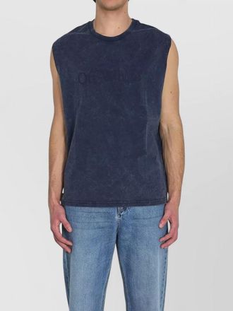 Off-white cotton ribbed oversized sleeveless top