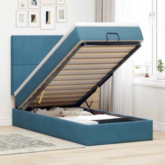 vidaXL Estructura Cama Otomana Colchones Terciopelo Azul Oscuro Vidaxl