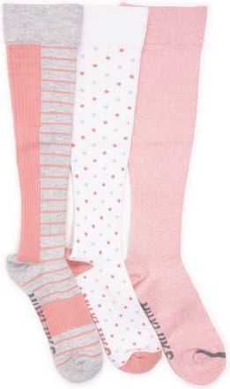 Muk Luks Cotton Rib Compression Knee-High Socks 3 Pair Pack Wide Size in Blush at Nordstrom