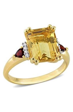 Delmar Citrine, Garnet & Diamond Ring - 0.04 ctw. in Yellow at Nordstrom Rack, Size 6
