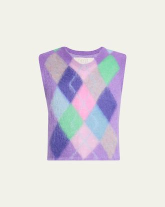 ERL Mens Argyle Check Mohair Vest