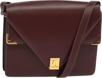 Cartier Must Line Burgundy Leather Shoulder Bag (Pre-Owned)