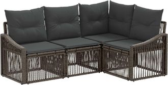 vidaXL Conjunto De Sof&aacute;s De Jard&iacute;n 4 Uds. Gris Rat&aacute;n Sint&eacute;tico Vidaxl