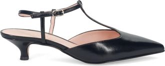 Sangiorgio Schoenen, Dames, Zwart, 38 EU, Zwarte Leren Schoen Spool Hak
