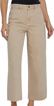 Hidden Jeans Nori Clean Cropped Wide Leg Jeans In Khaki