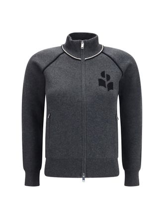 Isabel Marant Womens Cardigan Lanya Anthracite-Black Cotton Sweatshirts Anthracite/black Sweater