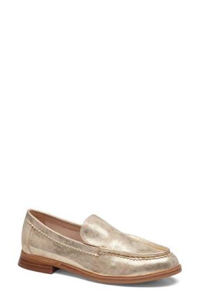 Johnston & Murphy Gillian Metallic Suede Loafer in Champagne Metallic Suede at Nordstrom, Size 7.5