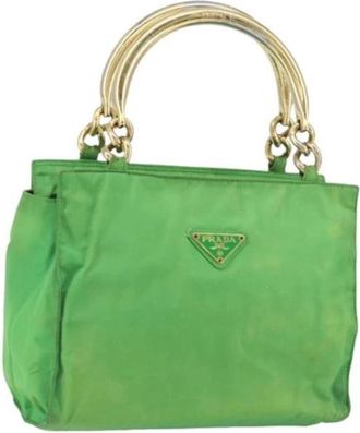 Prada Pre-owned Handbags, female, Green, Size: ONE SIZE Pre-owned Nylon Tote