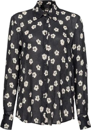 Pinko Jacquard overhemd met patroon en lange mouwen - Dames - Overhemden - Zwart - S - Overhemden