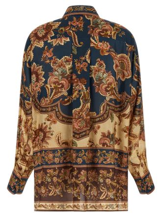 Zimmermann Jacobean Patterned Silk Shirt - Navy