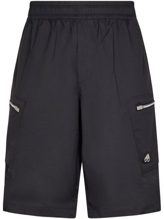 Moose Knuckles Relaxed Fit Black Cargo Shorts with Zippered Pockets