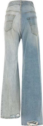 Balenciaga Womens Two-Tone Denim Fifty-Fifty Jeans Iced+bleachedring Exterior: Cotton