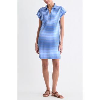 Vineyard Vines Margo Stripe Short Sleeve Polo Dress in Stripe Breaker Blue at Nordstrom, Size Xx-Small