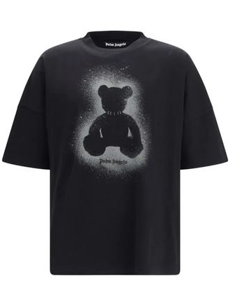 Palm Angels Black Spray Bear Over Cotton T-Shirt