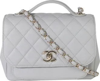Chanel Grey Quilted Caviar Leather Small Business Affinity Flap Handbag (Authentic Pre-Loved)