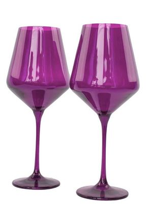 Estelle Colored Glass Set of 2 Stem Wine Glasses in Amethyst at Nordstrom