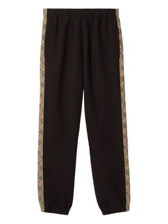 Burberry check-trimmed cotton track pants - men - Cotton - S - Brown