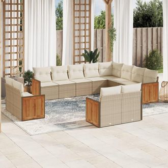 vidaXL Set De Sof&aacute;s De Jard&iacute;n 12 Pzas Y Cojines Rat&aacute;n Sint&eacute;tico Marr&oacute;n Vidaxl