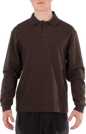 Burberry Long-sleeve Cotton Polo Shirt, Size X-Large