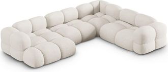 Cosmopolitan Design Sof&aacute; esquinero panor&aacute;mico derecho 5 plazas tejido estructural beige