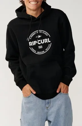 Rip Curl Staple Fleece Hoodie in Black at Nordstrom, Size Medium