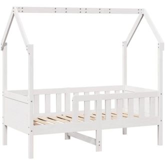 vidaXL Vidaxl - Cama Con Forma De Casa Para Ni&ntilde;os Madera Maciza Blanco 80x160cm