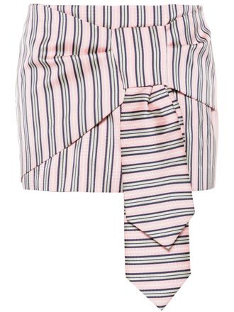 Dsquared2 Geknoopte gestreepte mini-rok - Roze