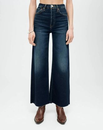 Re/Done High Rise Wide Leg Crop Jean In Blue