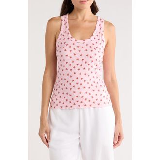 PJ Salvage Crazy for the Holidays Brushed Pointelle Sleep Tank in Pink at Nordstrom Rack, Size X-Small
